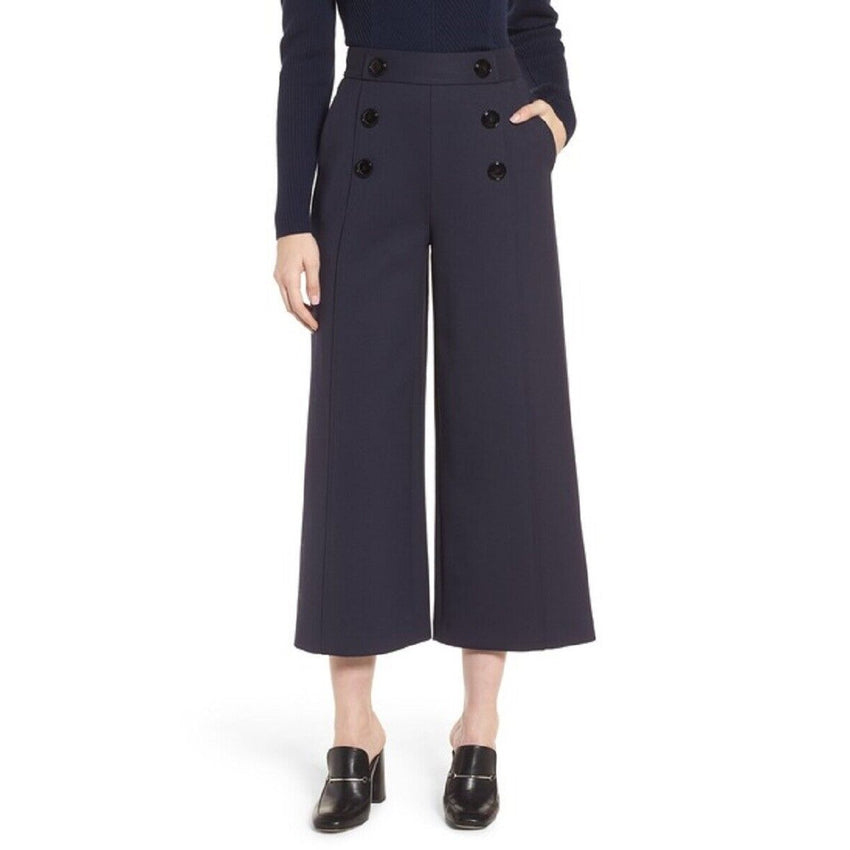 Lewit High Rise Flare Leg Cropped Wool Pants