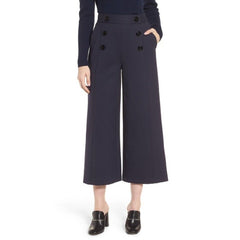 Lewit High Rise Flare Leg Cropped Wool Pants