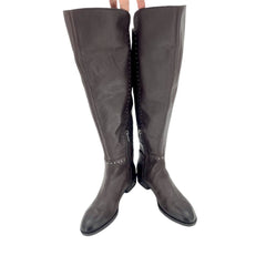 Vince Camuto Poppidal Studded Brown Leather Tall Riding Boots