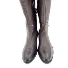 Vince Camuto Poppidal Studded Brown Leather Tall Riding Boots