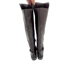 Vince Camuto Poppidal Studded Brown Leather Tall Riding Boots