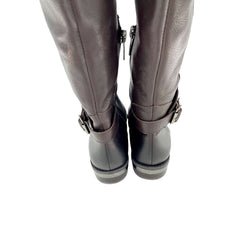 Vince Camuto Poppidal Studded Brown Leather Tall Riding Boots