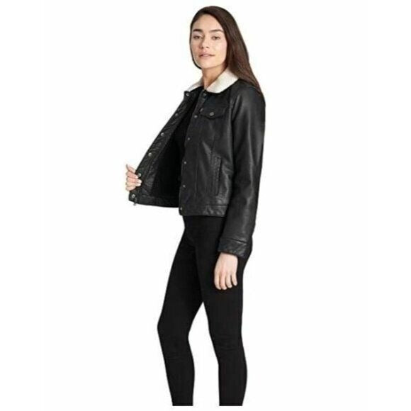 Levi's Women's Classic Faux Sherpa Lined Faux Leather Trucker Jacket