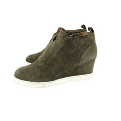 Linea Paolo Felicia Perforated Suede Leather Wedge Sneakers - PRE-OWNED