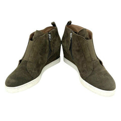 Linea Paolo Felicia Perforated Suede Leather Wedge Sneakers - PRE-OWNED