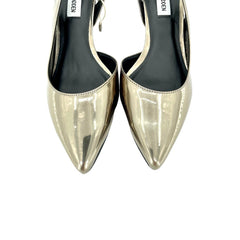 Steve Madden Vera Pewter Patent Leather Pointed Toe Kitten Heel Pumps