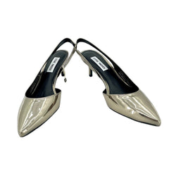 Steve Madden Vera Pewter Patent Leather Pointed Toe Kitten Heel Pumps