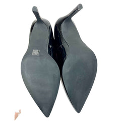 Stuart Weitzman Leigh 95 Pointed Toe Black Patent Leather Pumps