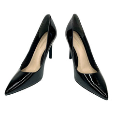 Stuart Weitzman Leigh 95 Pointed Toe Black Patent Leather Pumps