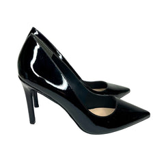 Stuart Weitzman Leigh 95 Pointed Toe Black Patent Leather Pumps