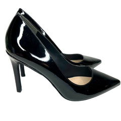 Stuart Weitzman Leigh 95 Pointed Toe Black Patent Leather Pumps