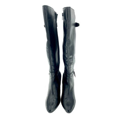 Catherine Malandrino Black Leather & Suede Biker Tall Boots