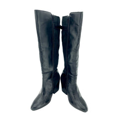 Catherine Malandrino Black Leather & Suede Biker Tall Boots