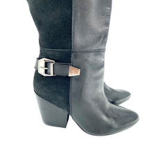 Catherine Malandrino Black Leather & Suede Biker Tall Boots