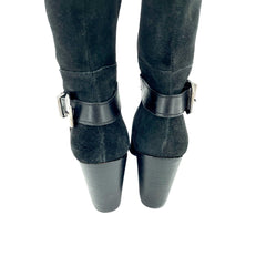 Catherine Malandrino Black Leather & Suede Biker Tall Boots