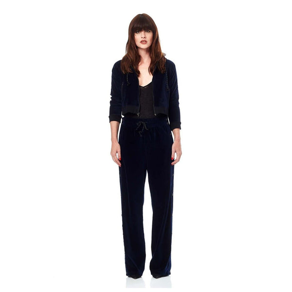 Hudson Aria Dark Obsidian Navy Blue Velvet Track Pants