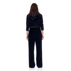 Hudson Aria Dark Obsidian Navy Blue Velvet Track Pants