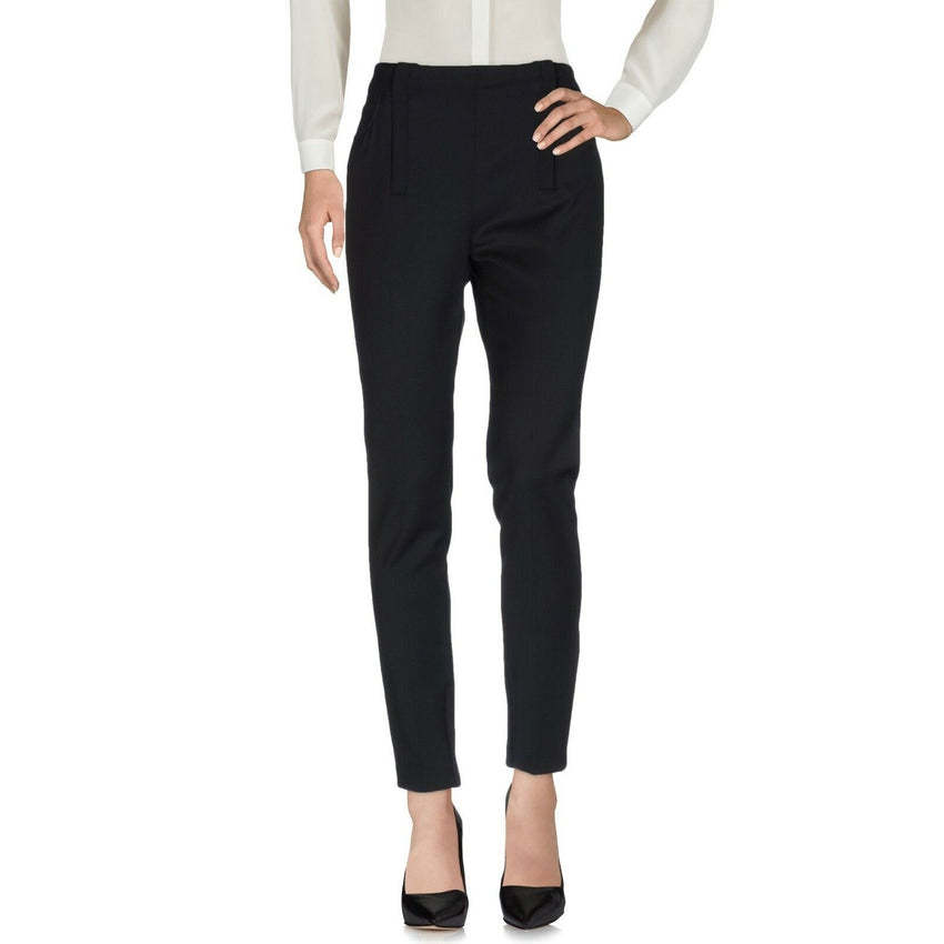 M Missoni Black Slim Pant Wool Blend Front/Ankle Zip Accents