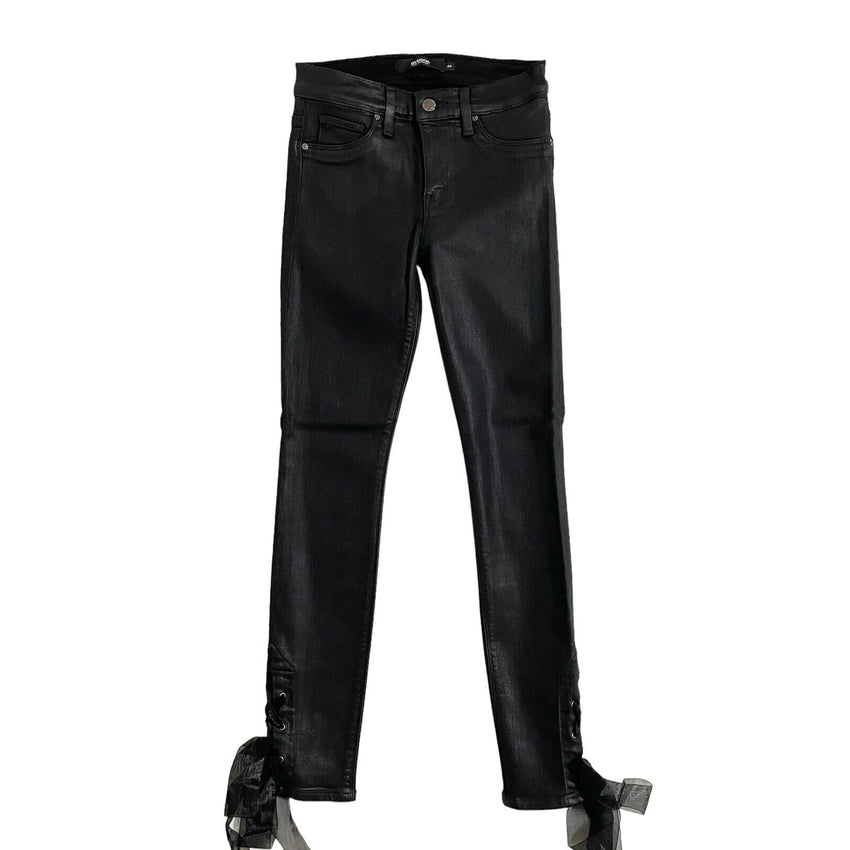 Hudson Jeans Nico High Rise Coated Skinny Ankle Jeans Black Bow