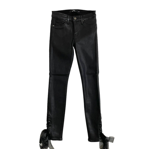 Hudson Jeans Nico High Rise Coated Skinny Ankle Jeans Black Bow