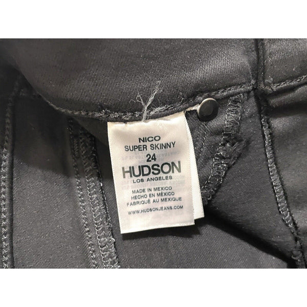 Hudson Jeans Nico High Rise Coated Skinny Ankle Jeans Black Bow