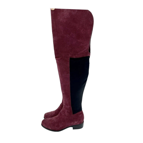 Charles David Burgundy Suede Leather Over-The-Knee Boots