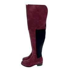 Charles David Burgundy Suede Leather Over-The-Knee Boots