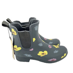 Chooka Flower Rubber Pull On Waterproof Chelsea Rain Boots