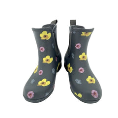 Chooka Flower Rubber Pull On Waterproof Chelsea Rain Boots