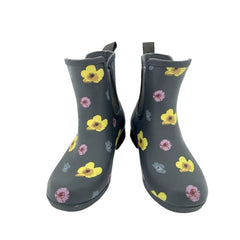Chooka Flower Rubber Pull On Waterproof Chelsea Rain Boots
