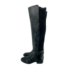 Sam Edelman Pam Black Leather Stretch Back Over the Knee Black Boots