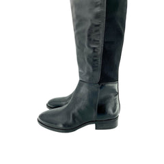 Sam Edelman Pam Black Leather Stretch Back Over the Knee Black Boots