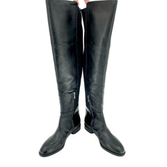 Sam Edelman Pam Black Leather Stretch Back Over the Knee Black Boots