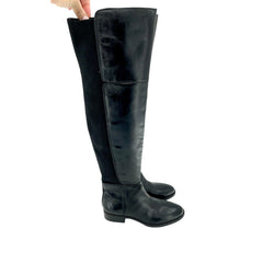 Sam Edelman Pam Black Leather Stretch Back Over the Knee Black Boots