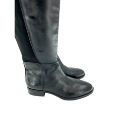 Sam Edelman Pam Black Leather Stretch Back Over the Knee Black Boots