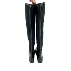 Sam Edelman Pam Black Leather Stretch Back Over the Knee Black Boots