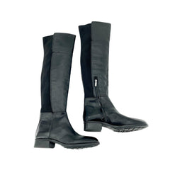 Sam Edelman Pam Black Leather Stretch Back Over the Knee Black Boots