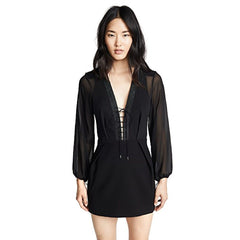 Dion Lee Sheer Black Solid Lacing Mini Dress