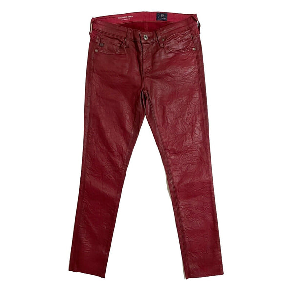 AG Adriano Goldschmied Red Coated The Legging Angle Super Skinny