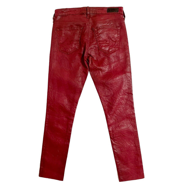 AG Adriano Goldschmied Red Coated The Legging Angle Super Skinny
