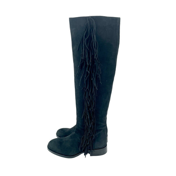 Sam Edelman Josephine Slouch Pull On Fringe Suede Leather Boots