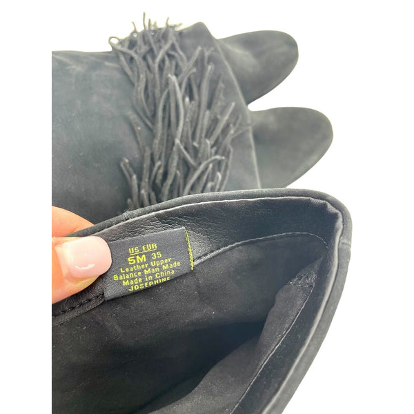 Sam Edelman Josephine Slouch Pull On Fringe Suede Leather Boots