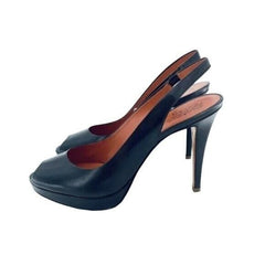 Santoni Brown Gloss Leather Peep Toe Platform Pumps