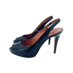Santoni Brown Gloss Leather Peep Toe Platform Pumps