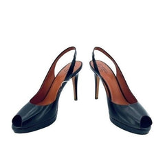 Santoni Brown Gloss Leather Peep Toe Platform Pumps