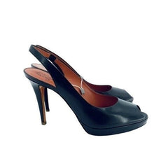 Santoni Brown Gloss Leather Peep Toe Platform Pumps