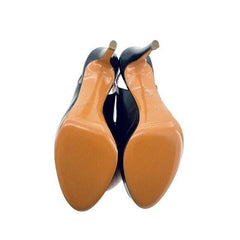 Santoni Brown Gloss Leather Peep Toe Platform Pumps