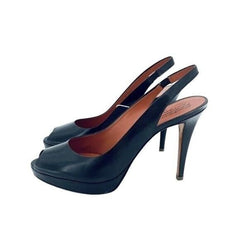 Santoni Brown Gloss Leather Peep Toe Platform Pumps