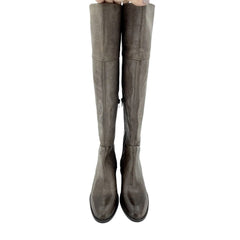 Vince Camuto Grey Distressed Leather Over The Knee Boots