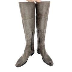 Vince Camuto Grey Distressed Leather Over The Knee Boots